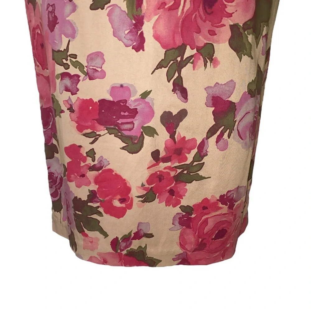 Anthropologie Odille Khaki Purple & Pink Floral Pencil Skirt - 0 - Picture 3 of 10
